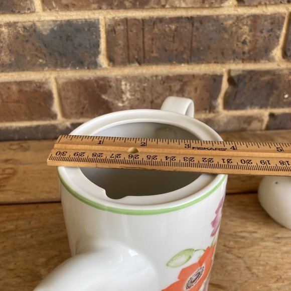 VTG Norleans Japan Poppies Chocolate Pot Teapot Spring Floral - Picture 11 of 11